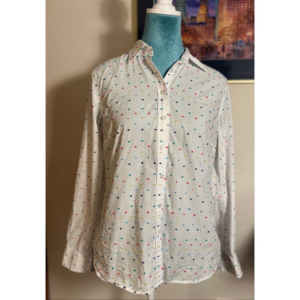 Talbots- THE CLASSIC CASUAL SHIRT - MULTICOLOR CLIP DOTS
Size small